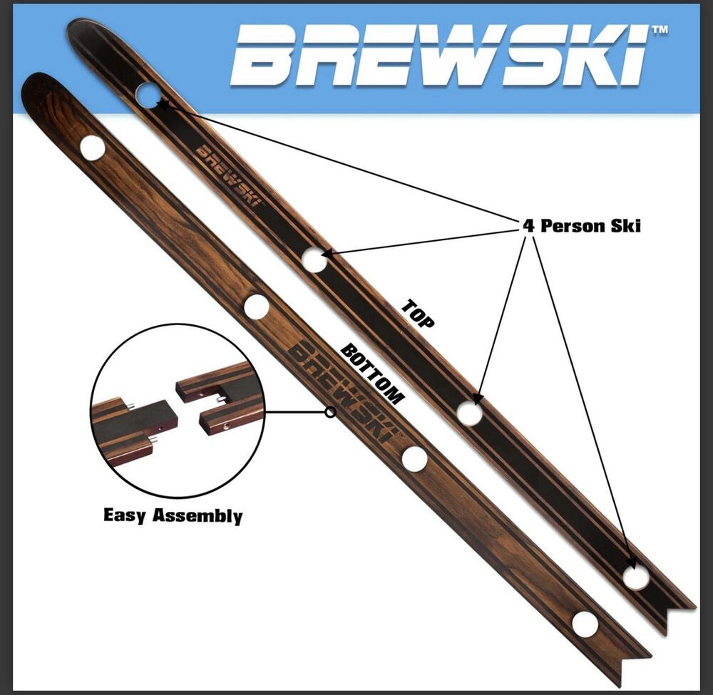 GoPong Brewski Beer Drinking Shot Ski - Rustic Brown